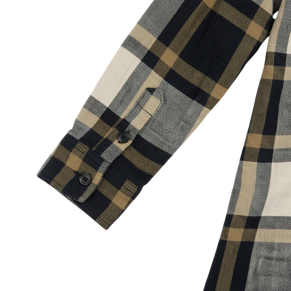 Loft Plaid Shacket XS Tan Brown Black Neutrals Button Up Shirt Layering Jacket - Picture 4 of 11